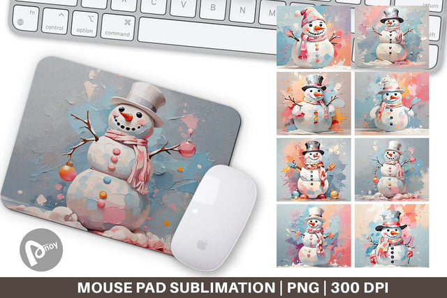 Mouse Pad Snowman Painting Sublimation artnoy 