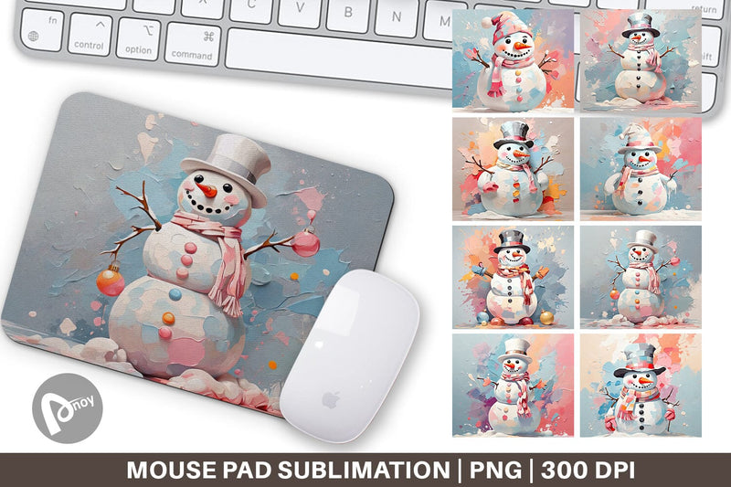 Mouse Pad Snowman Painting Sublimation artnoy 