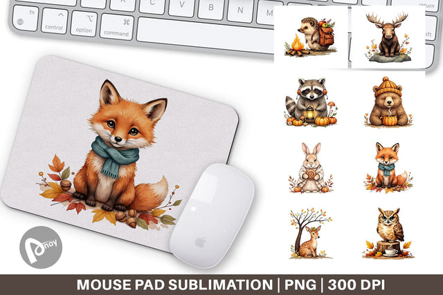 Mouse Pad Snuggly Fall Critters Sublimation artnoy 