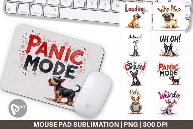 Mouse Pad Socially Awkward Dog Watercolor Sublimation artnoy 