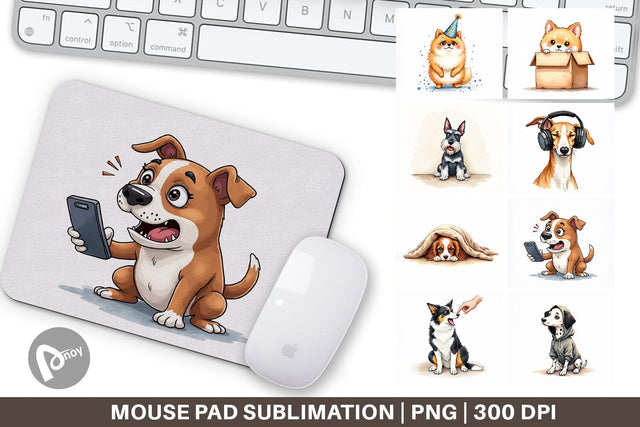 Mouse Pad Socially Awkward Pups Sarcastic Watercolor Sublimation artnoy 