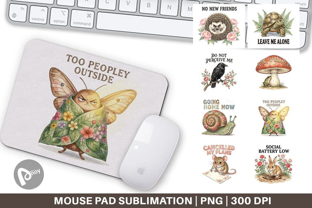 Mouse Pad Socially Exhausted Introvert Botanicals Sublimation artnoy 