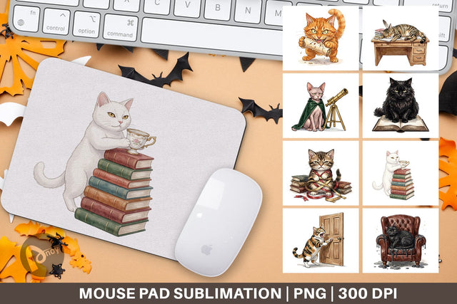 Mouse Pad Spiteful Cat Dark Academia Watercolor Sublimation artnoy 