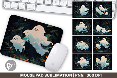Mouse Pad Spooky Halloween Ghosts Sublimation artnoy 