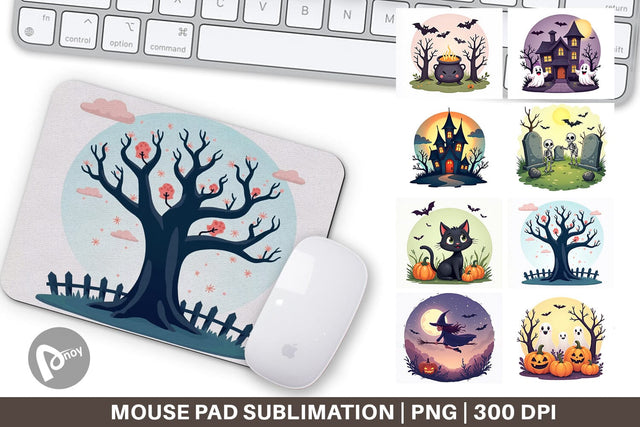 Mouse Pad Spooky Scenes Sublimation artnoy 