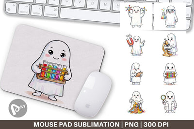 Mouse Pad Spooky Science Teacher Ghost Sublimation artnoy 