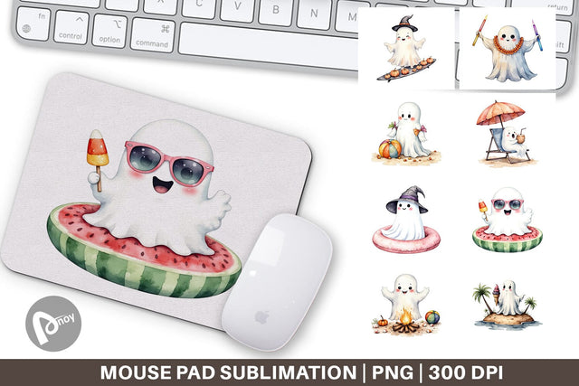 Mouse Pad Spooky Summer Ghosts Sublimation artnoy 