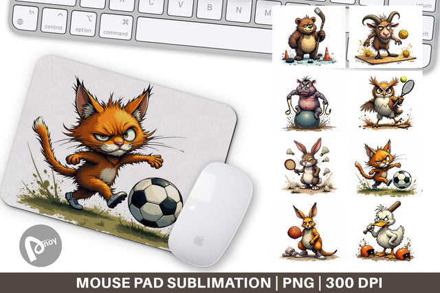 Mouse Pad Sports Chaos Critters Sublimation artnoy 