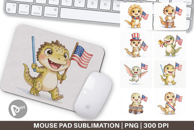 Mouse Pad Spotted July 4th Parade Dino Sublimation artnoy 