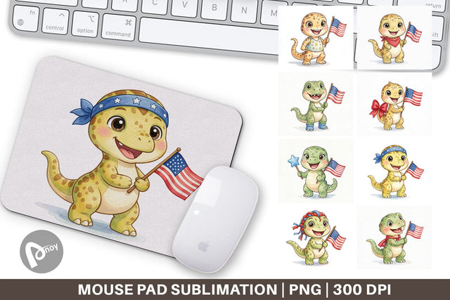 Mouse Pad Spotted Patriotic Outfit Dino Sublimation artnoy 