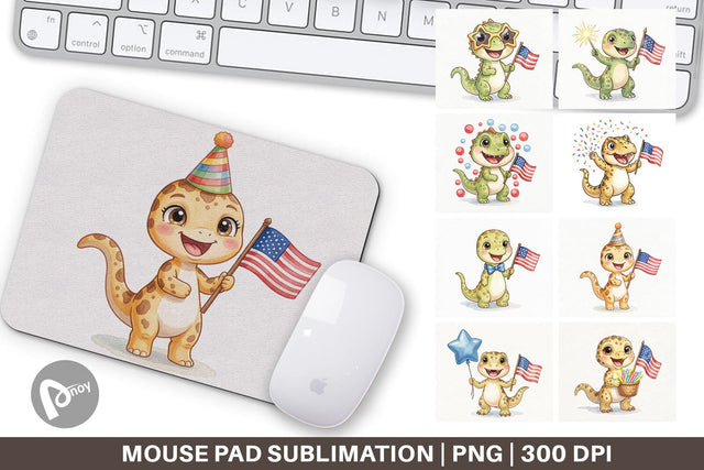 Mouse Pad Spotted Starry Dino Watercolor Sublimation artnoy 