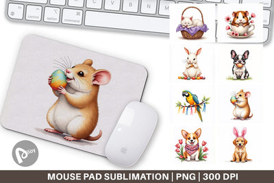 Mouse Pad Spring Garden Pets Easter Watercolor Sublimation artnoy 