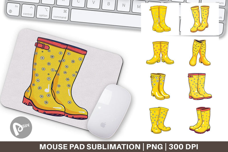 Mouse Pad Spring Rain Boot Sublimation artnoy 