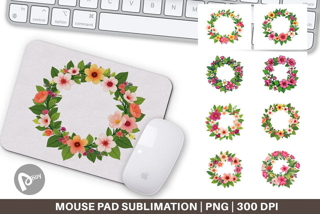 Mouse Pad Spring Wreath Sublimation artnoy 