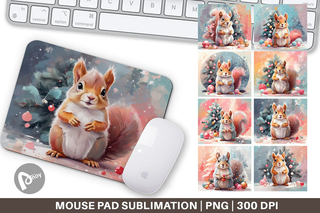 Mouse Pad Squirrel Christmas Sublimation artnoy 