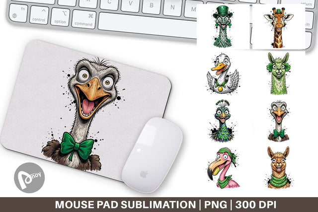 Mouse Pad St Paddys Animal Party Art Sublimation artnoy 