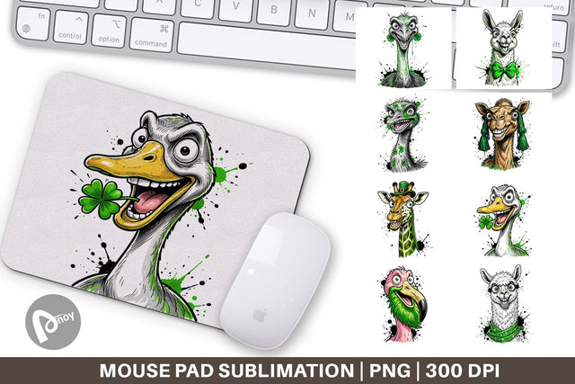 Mouse Pad St Paddys Zany Zoo Animals Sublimation artnoy 