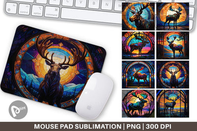 Mouse Pad Stained Glass Deer Sublimation artnoy 