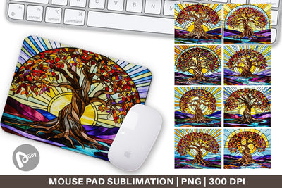 Mouse Pad Stained Glass Tree Sublimation artnoy 