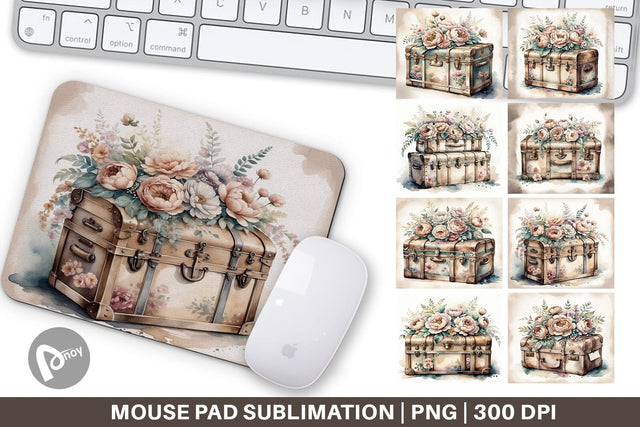 Mouse Pad Steamer Trunk Sublimation artnoy 
