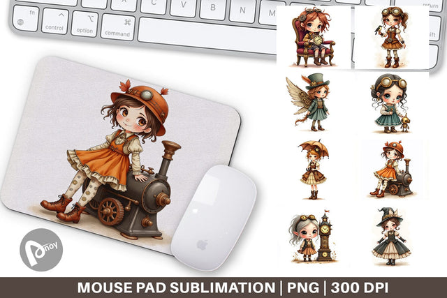 Mouse Pad Steampunk Dolls Sublimation artnoy 