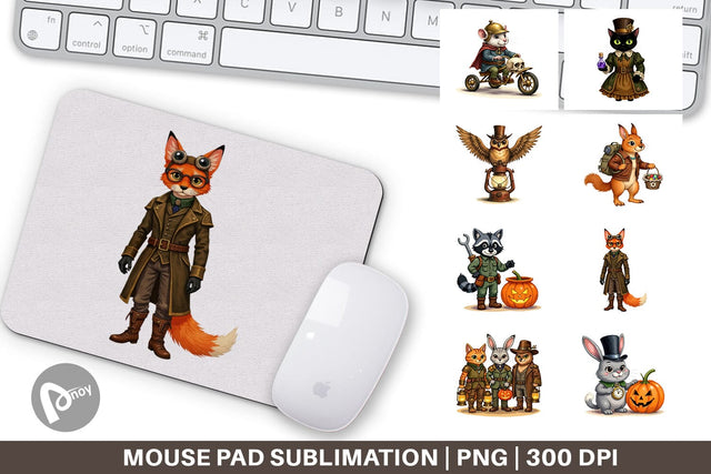 Mouse Pad Steampunk Halloween Animals Sublimation artnoy 