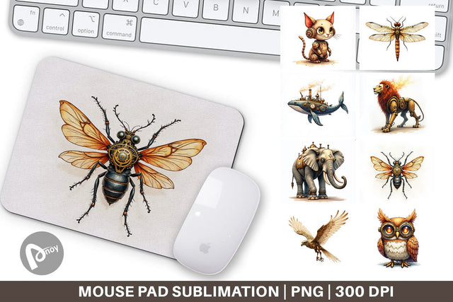 Mouse Pad Steampunk Menagerie Sublimation artnoy 