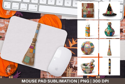 Mouse Pad Stitched Witchcraft Craft Patchwork Sublimation artnoy 