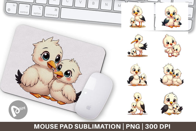 Mouse Pad Stork Mother's Day Sublimation artnoy 
