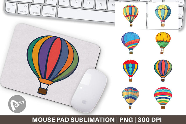 Mouse Pad Striped Hot Air Balloon Sublimation artnoy 