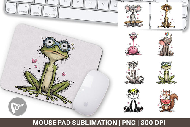Mouse Pad Summer Animal Sketch Party Sublimation artnoy 