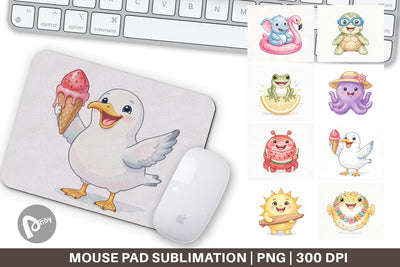 Mouse Pad Summer Animals Watercolor Sublimation artnoy 