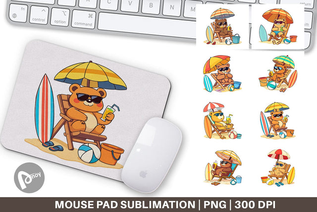Mouse Pad Summer Bear Sublimation artnoy 