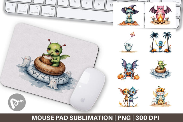 Mouse Pad Summer Break Monsters Sublimation artnoy 