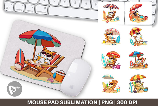 Mouse Pad Summer Cat Sublimation artnoy 