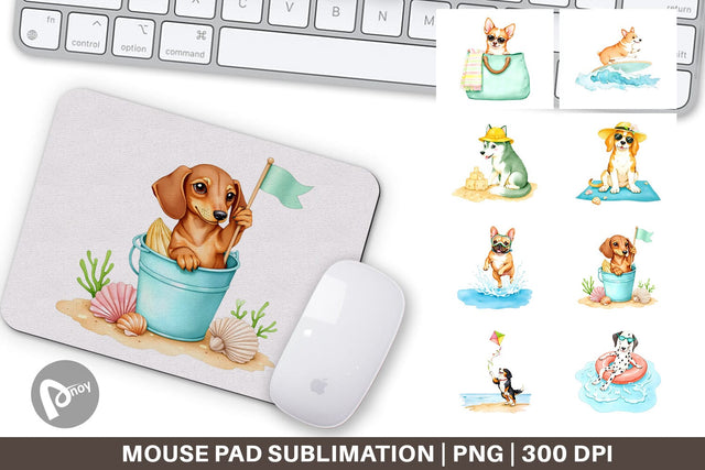 Mouse Pad Summer Dog Watercolor Sublimation artnoy 