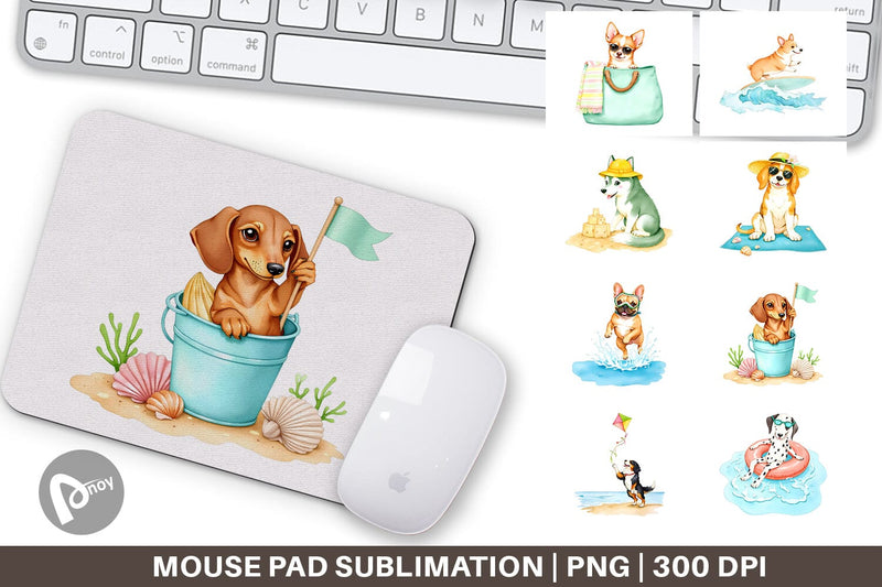 Mouse Pad Summer Dog Watercolor Sublimation artnoy 