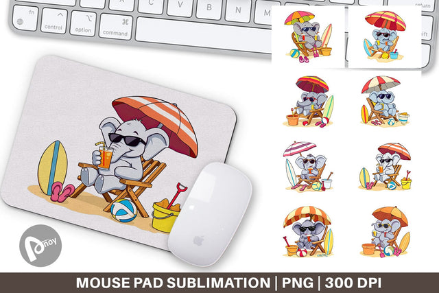 Mouse Pad Summer Elephant Sublimation artnoy 