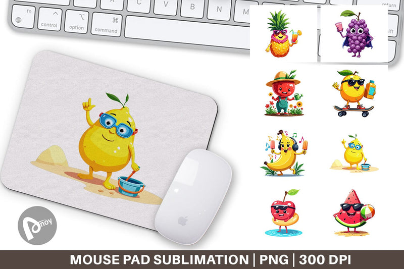 Mouse Pad Summer Fruit Faces Sublimation artnoy 