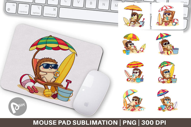 Mouse Pad Summer Hedgehog Sublimation artnoy 