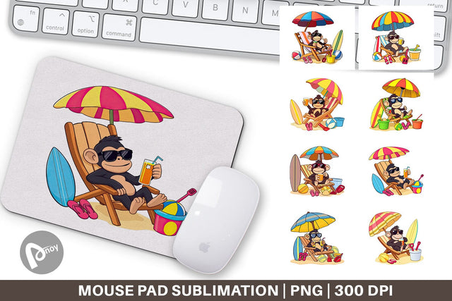 Mouse Pad Summer Monkey Sublimation artnoy 