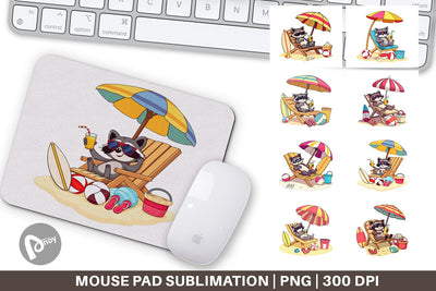 Mouse Pad Summer Raccoon Sublimation artnoy 