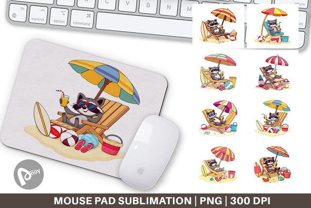 Mouse Pad Summer Raccoon Sublimation artnoy 