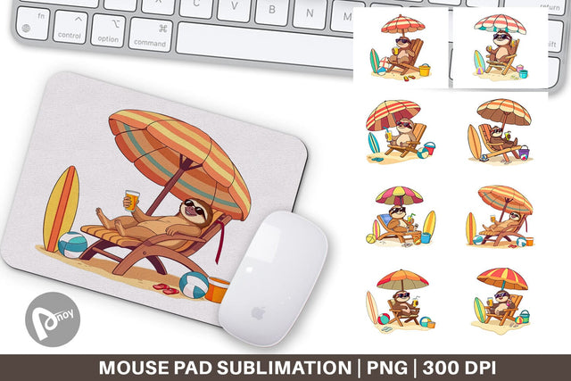 Mouse Pad Summer Sloth Sublimation artnoy 