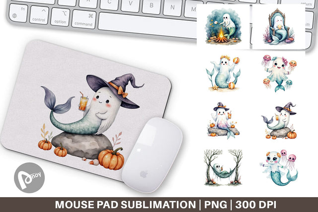 Mouse Pad Summerween Ghost Mermaids Sublimation artnoy 
