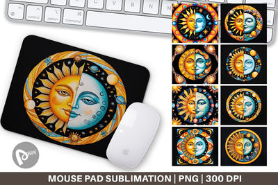 Mouse Pad Sun and Moon Surrealism Sublimation artnoy 