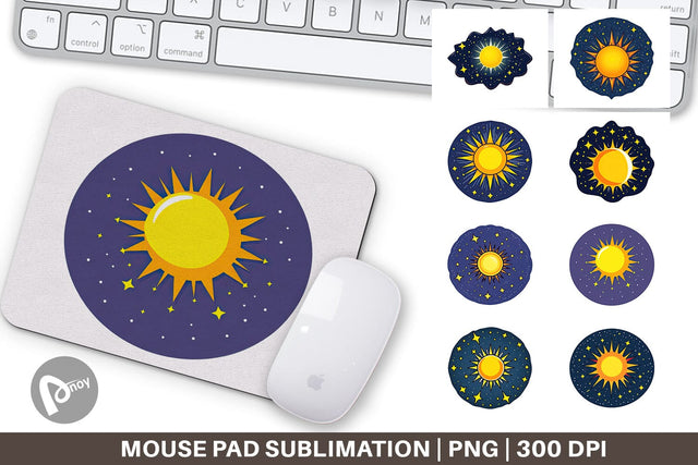 Mouse Pad Sun and Stars Sublimation artnoy 