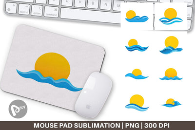Mouse Pad Sun and Waves Sublimation artnoy 
