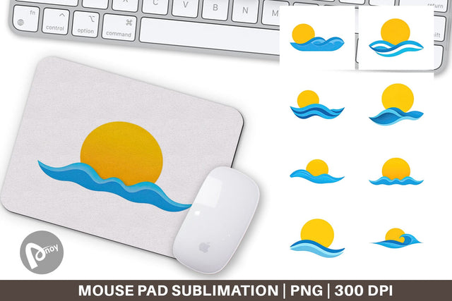 Mouse Pad Sun and Waves Sublimation artnoy 