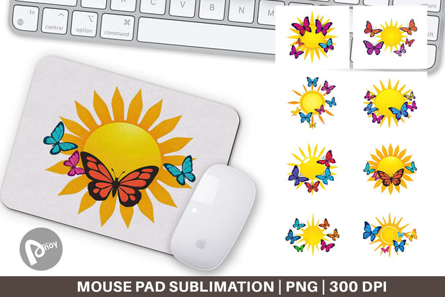 Mouse Pad Sun with Butterfly Sublimation artnoy 